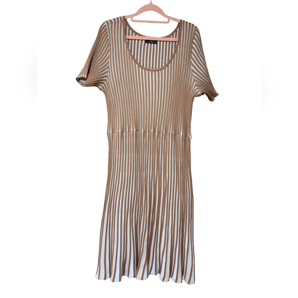 NWT Lane Bryant Stretchy Pleated Caramel/Cream Dress. Sz 18/20 - Picture 8 of 14